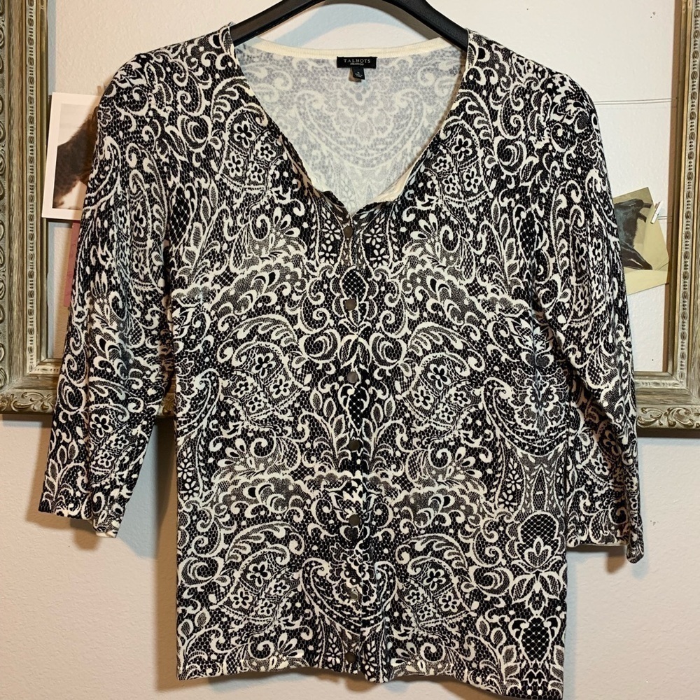 Talbots Button Down Cardigan 3/4 Length Sleeve